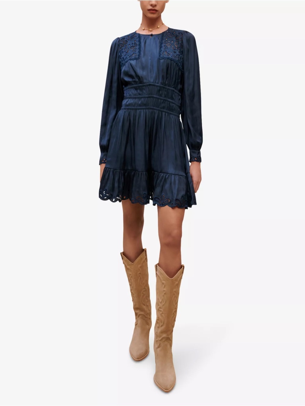 MAJE
Ribroda embroidered mini dress - size S
